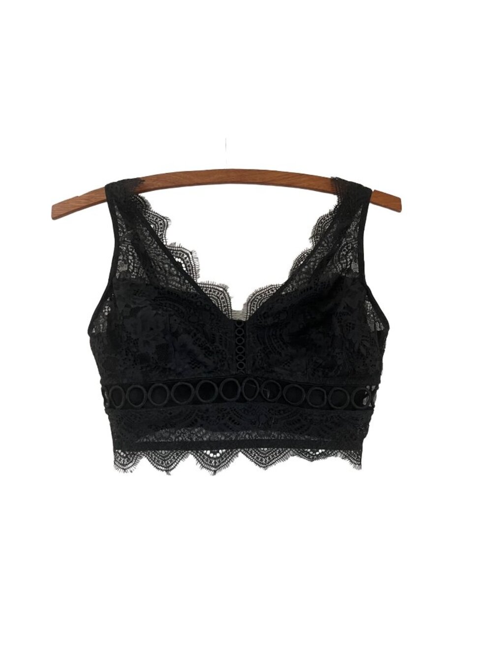 Victorias Secret Womens Black Crochet Lace Adjustable Wireless Bralette Size M